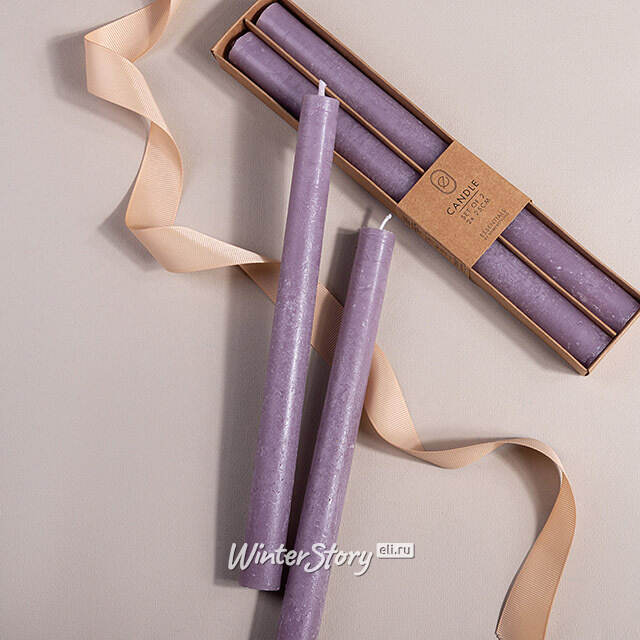 Столовые свечи Ронберг Рустик 25 см, 2 шт, фиолетовые Koopman