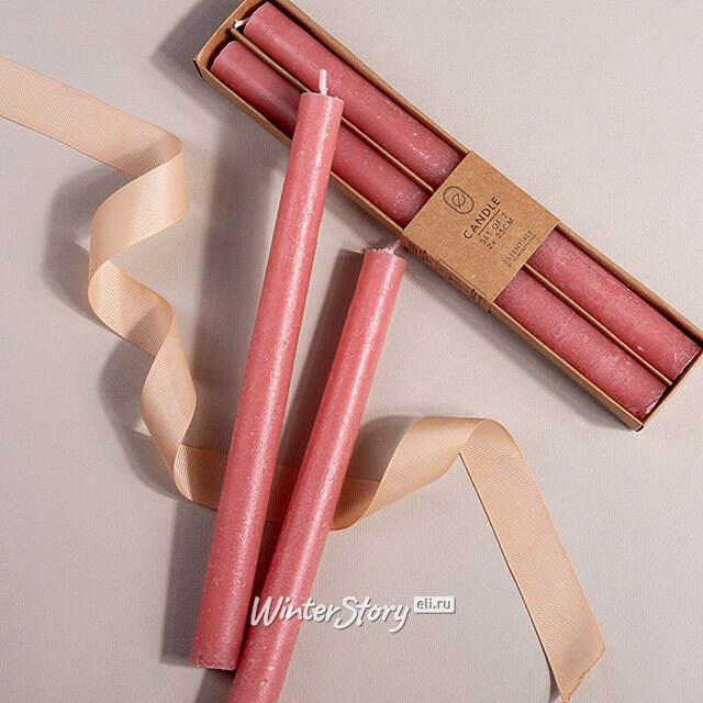 Столовые свечи Ронберг Рустик 25 см, 2 шт, розовые Koopman