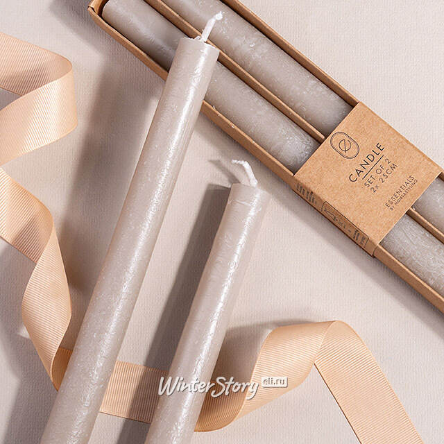 Столовые свечи Ронберг Рустик 25 см, 2 шт, серые Koopman