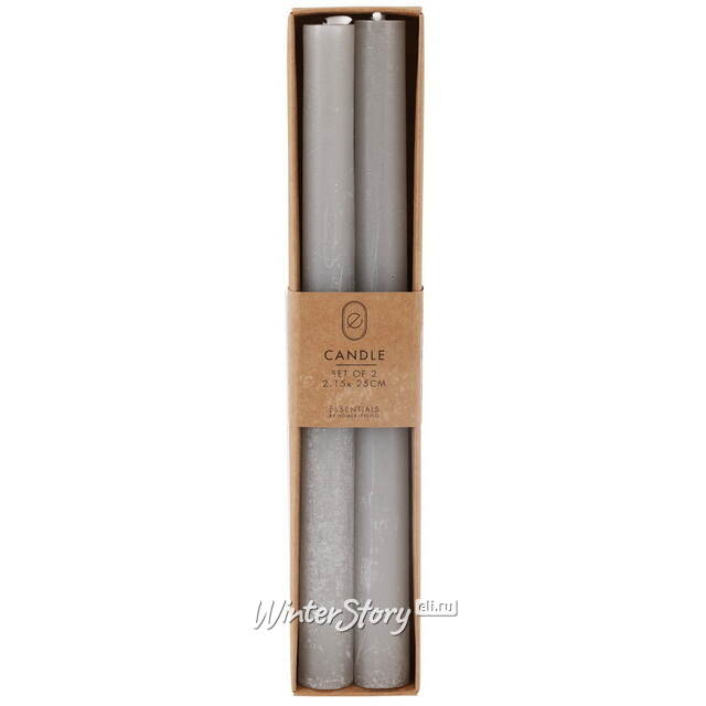 Столовые свечи Ронберг Рустик 25 см, 2 шт, серые Koopman