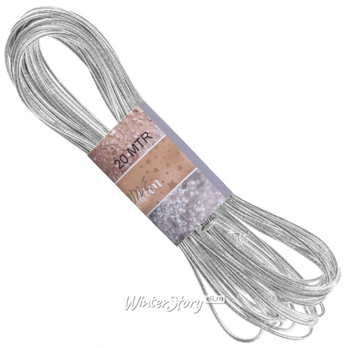Декоративный эластичный шнурок Stretchy 12 м серебряный Koopman
