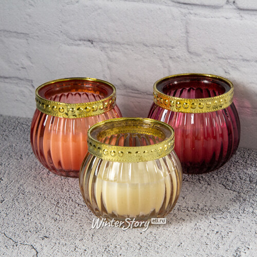 Набор декоративных свечей Мистерия 5 см в вазочках, 3 шт, стекло Koopman