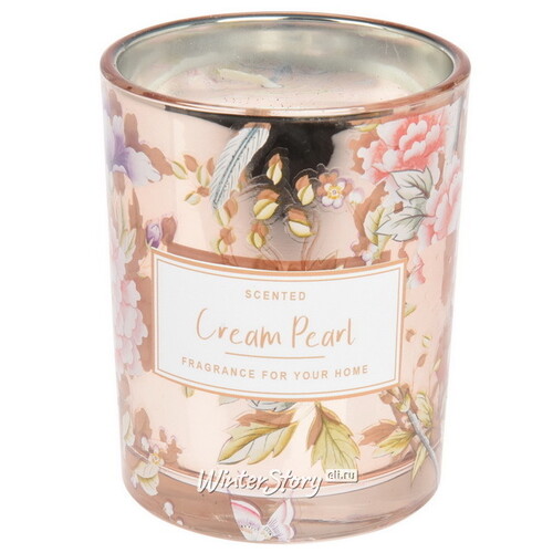 Ароматическая свеча Denise - Cream Pearl 10 см, в стеклянном стакане Koopman