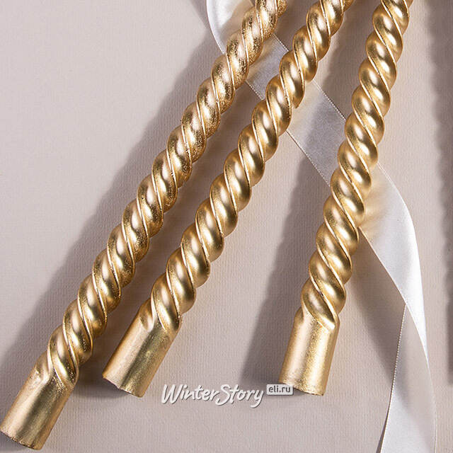 Витые свечи Luton 25 см золотой металлик, 4 шт Koopman