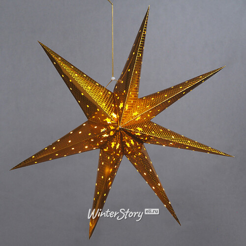 Светильник звезда из бумаги Golden Star 60 см, 10 теплых белых LED ламп, на батарейках Koopman