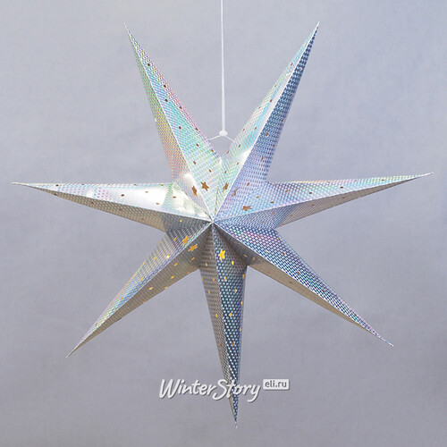 Светильник звезда из бумаги Silver Star 60 см, 10 теплых белых LED ламп, на батарейках Koopman