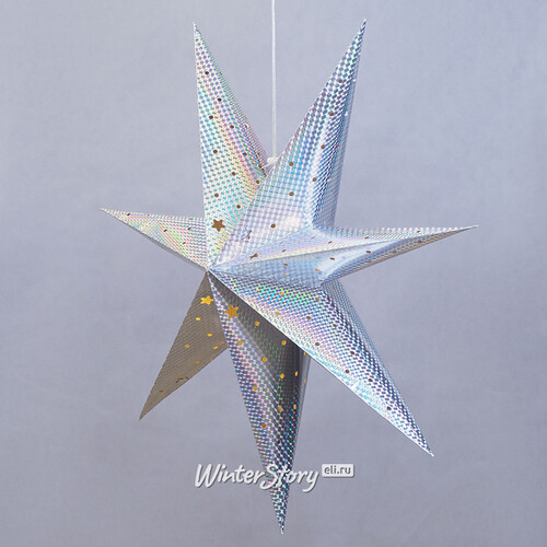 Светильник звезда из бумаги Silver Star 60 см, 10 теплых белых LED ламп, на батарейках Koopman