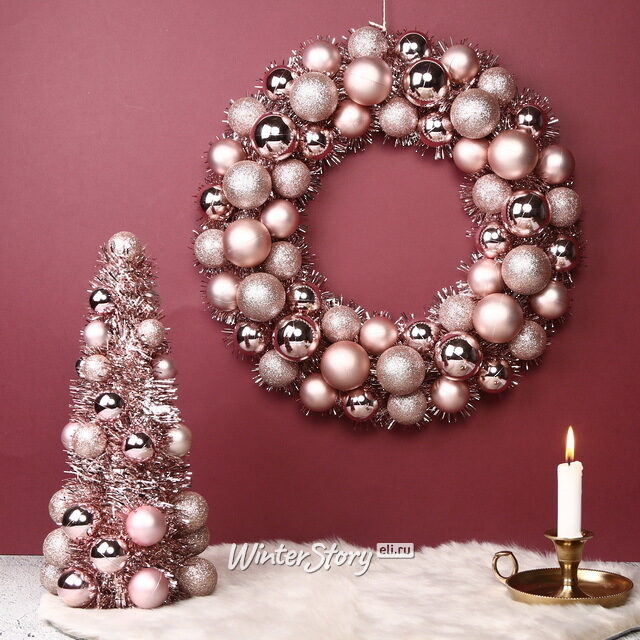 Рождественский венок Fevaldo: Pink 39 см, фольга Koopman