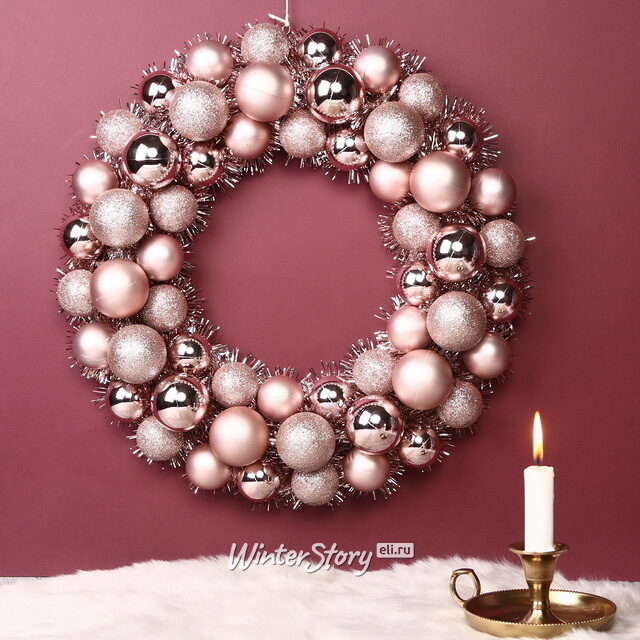 Рождественский венок Fevaldo: Pink 39 см, фольга Koopman