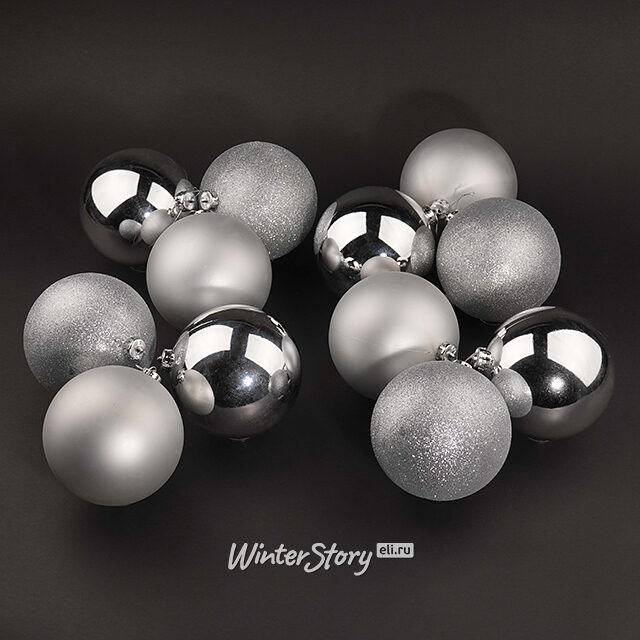 Набор пластиковых шаров Silver Accento 14 см, 12 шт Koopman