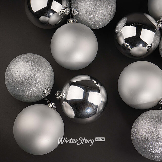 Набор пластиковых шаров Silver Accento 14 см, 12 шт Koopman