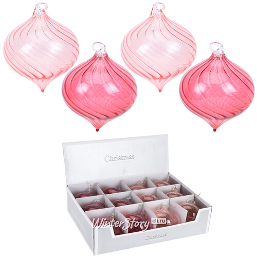 Набор стеклянных шаров Луковки Вивальди 8 см розовый 12 шт Koopman