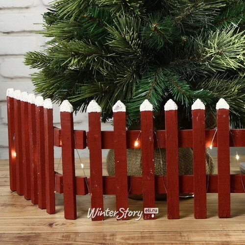 Декоративный забор для елки Аргис 90*20 см красный, с подсветкой Koopman