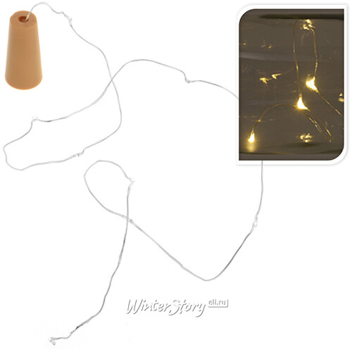 Гирлянда - пробка для бутылки Капельки, 8 теплых белых LED ламп, на батарейках, IP20 Koopman