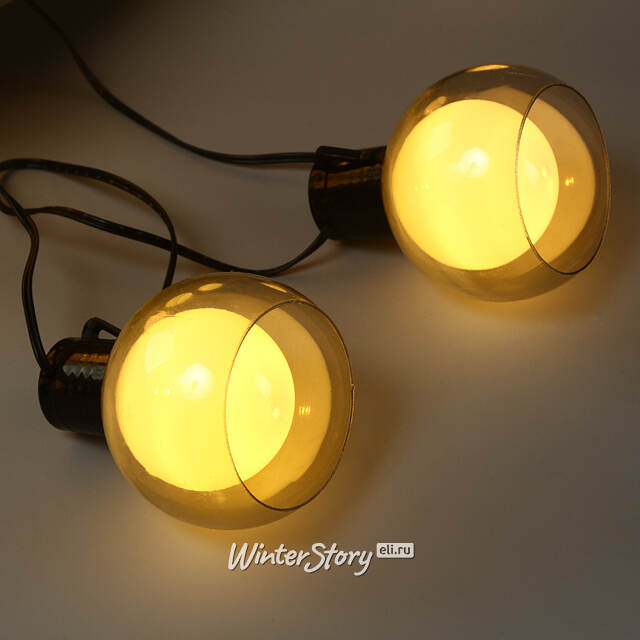 Ретро гирлянда на батарейках Birmingham 2.7 м, 10 ламп, теплые белые LED, черный ПВХ, IP44 Koopman