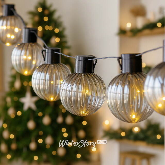 Гирлянда из лампочек Pereira 1.8 м, 10 ламп, теплые белые LED, черный ПВХ, IP44 Koopman