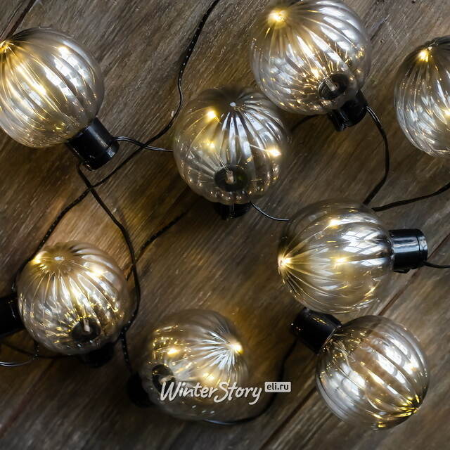 Гирлянда из лампочек Pereira 1.8 м, 10 ламп, теплые белые LED, черный ПВХ, IP44 Koopman