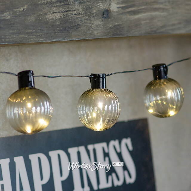 Гирлянда из лампочек Pereira 1.8 м, 10 ламп, теплые белые LED, черный ПВХ, IP44 Koopman