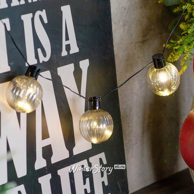 Гирлянда из лампочек Pereira 1.8 м, 10 ламп, теплые белые LED, черный ПВХ, IP44 Koopman