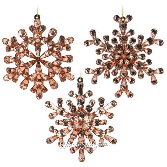 Набор елочных игрушек Снежинки Diamante 12 см, 3 шт Koopman