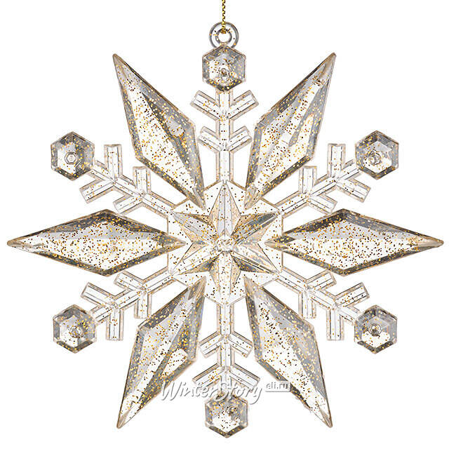 Елочная игрушка Снежинка - Savolle Gold 12 см, подвеска Koopman