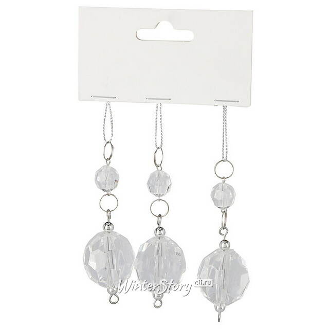 Набор елочных игрушек Crystal Luster - Изящный Флер 9 см, 3 шт Koopman