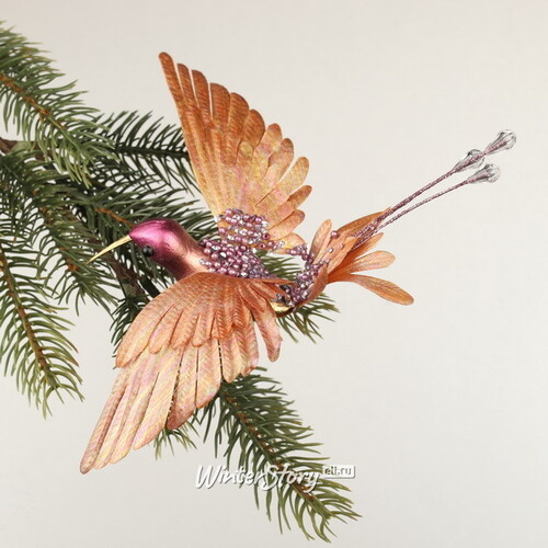 Елочное украшение Колибри Белла фон Сантьяго 18 см, розовая, клипса Goodwill