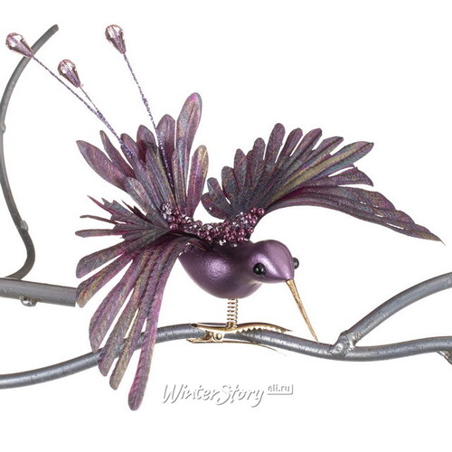 Елочное украшение Колибри Белла фон Сантьяго 18 см, пурпурная, клипса Goodwill