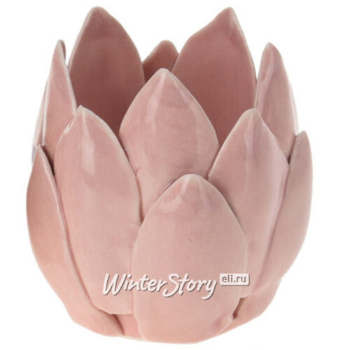 Керамический подсвечник Цветок Иммаколета 7 см пудрово-розовый Koopman