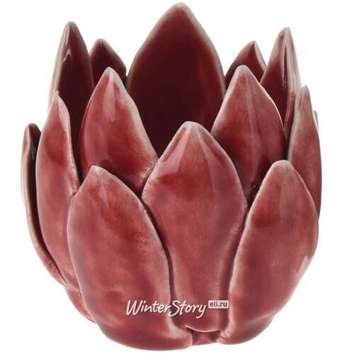 Керамический подсвечник Цветок Иммаколета 7 см бургунди Koopman