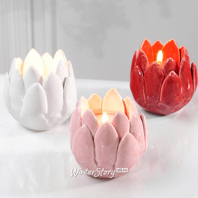 Керамический подсвечник Цветок Иммаколета 7 см пудрово-розовый Koopman