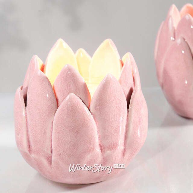 Керамический подсвечник Цветок Иммаколета 7 см пудрово-розовый Koopman