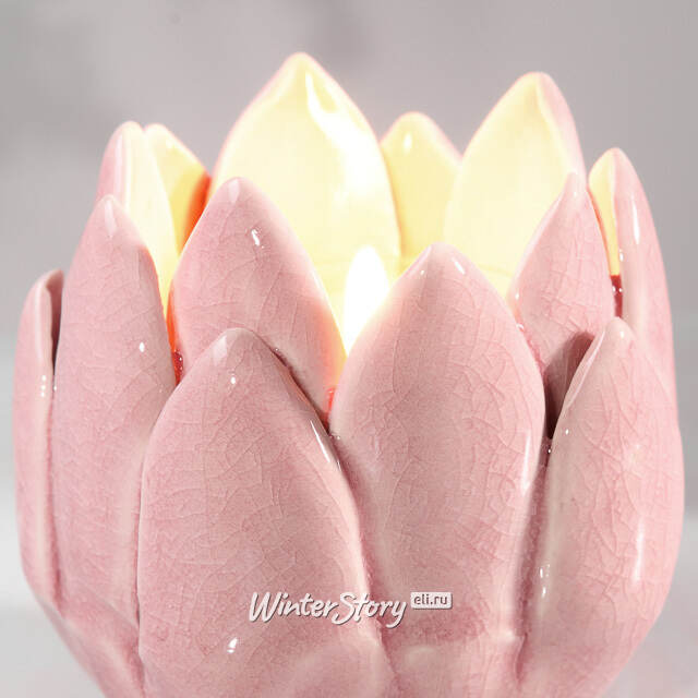 Керамический подсвечник Цветок Иммаколета 7 см пудрово-розовый Koopman