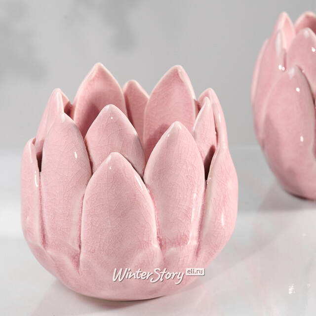 Керамический подсвечник Цветок Иммаколета 7 см пудрово-розовый Koopman