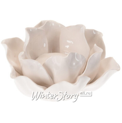 Керамический подсвечник Цветок Вива Розабелла 12*11 см белый Koopman