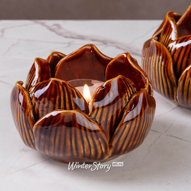 Керамический подсвечник Lotus 9 см махагон Koopman