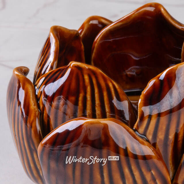 Керамический подсвечник Lotus 9 см махагон Koopman