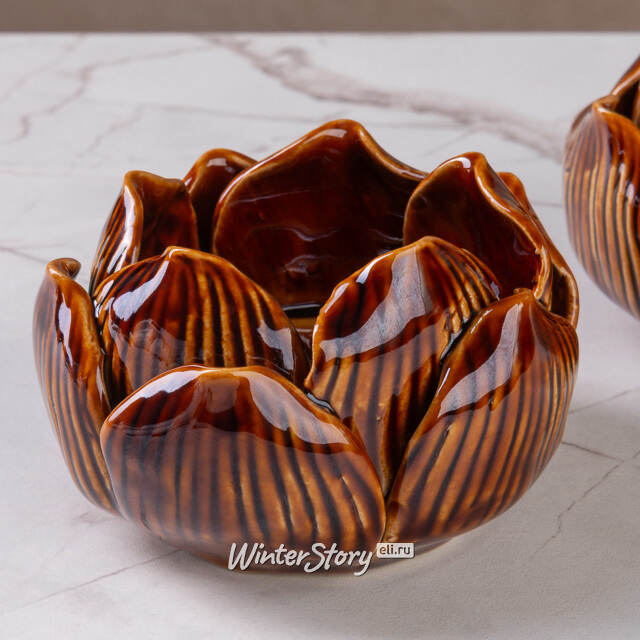 Керамический подсвечник Lotus 9 см махагон Koopman