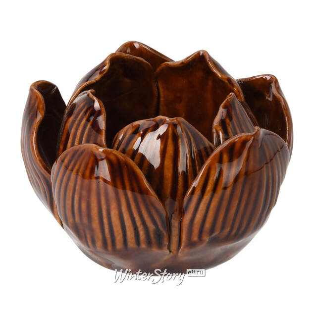 Керамический подсвечник Lotus 9 см махагон Koopman
