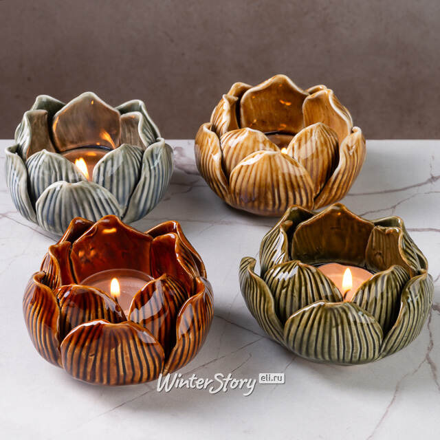 Керамический подсвечник Lotus 9 см махагон Koopman