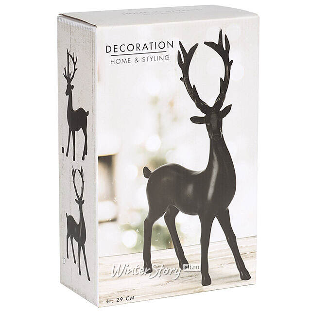 Декоративная фигура Олень Гаспар 30 см черная Koopman
