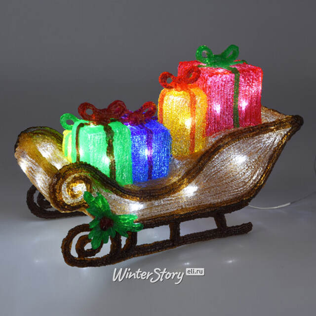 Светодиодная фигура Сани Деда Мороза 40*27 см, 40 холодных белых LED ламп, таймер, IP44 Koopman