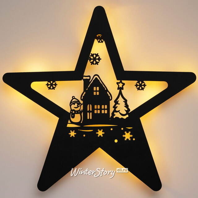 Подвесное украшение Светильник - Звезда Гервен 35 см, 16 теплых белых LED ламп, на батарейках, таймер Koopman