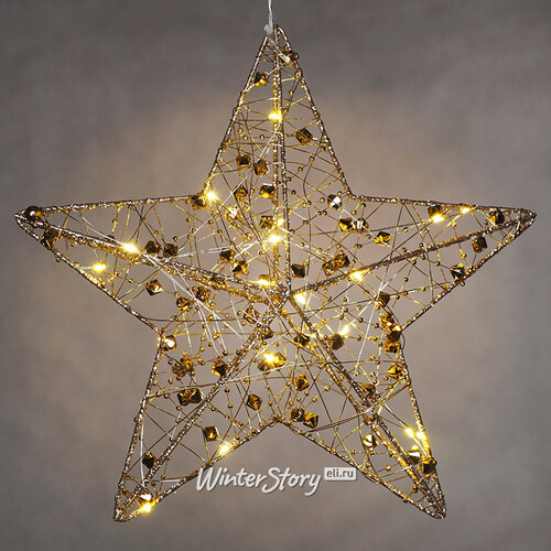 Подвесной светильник Звезда Уиллоби - Golden Diamonds 30 см, 20 теплых белых LED ламп, таймер, на батарейках Koopman
