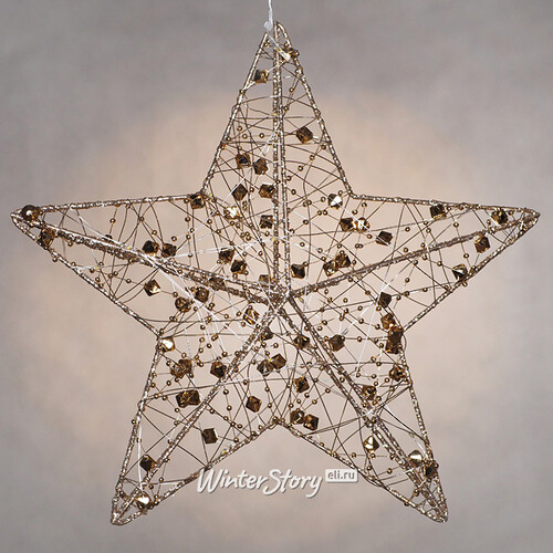 Подвесной светильник Звезда Уиллоби - Golden Diamonds 30 см, 20 теплых белых LED ламп, таймер, на батарейках Koopman