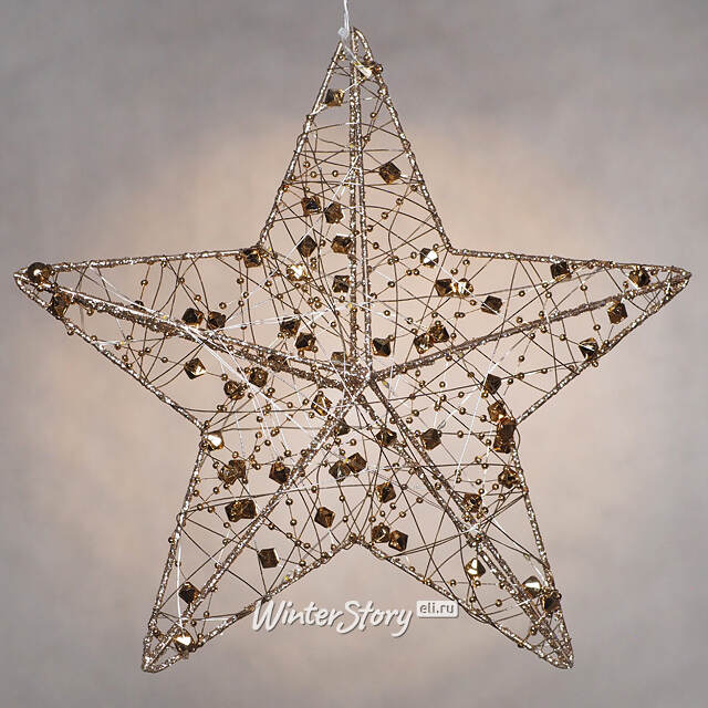 Подвесной светильник Звезда Уиллоби - Golden Diamonds 30*8 см, 20 теплых белых LED ламп, таймер, на батарейках Koopman