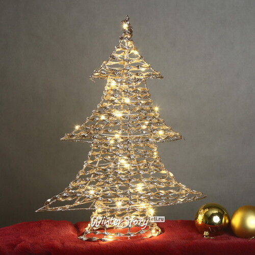 Светящаяся елка Фэрвью - Champagne Scroll 48 см, 40 теплых белых LED ламп, таймер, на батарейках, IP20 Koopman