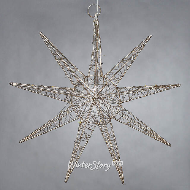 Светодиодная звезда Монтелло Голден 30*6 см, 30 теплых белых LED, таймер, на батарейках Koopman