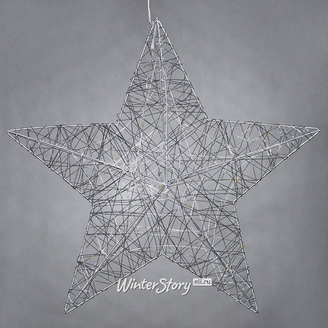 Светодиодная звезда Монтелло Сильвер 40*9 см, 30 теплых белых LED, таймер, на батарейках Koopman