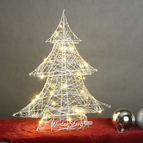 Светодиодная елка Монтелло Сильвер 40 см, 30 теплых белых LED, таймер, на батарейках Koopman